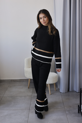 Siyah Çizgi Detaylı Triko İkili Takım