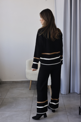 Siyah Çizgi Detaylı Triko İkili Takım