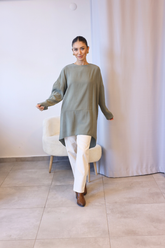 Haki Oversize Asimetrik Tunik