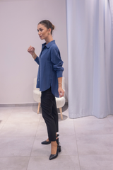 Lacivert Tensel Kumaş Gömlek