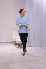 Mavi Tensel Kumaş Gömlek