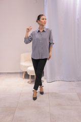 Gri Tensel Kumaş Gömlek