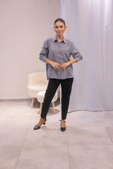 Gri Tensel Kumaş Gömlek