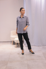 Gri Tensel Kumaş Gömlek