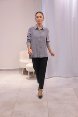 Gri Tensel Kumaş Gömlek