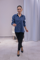 Lacivert Tensel Kumaş Gömlek