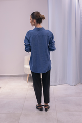 Lacivert Tensel Kumaş Gömlek