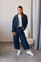 Lacivert Tencel Gabardin Takım