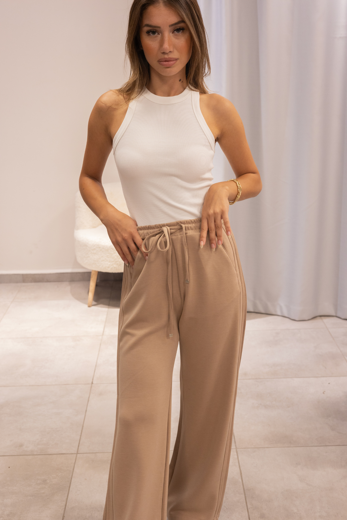Saman Rengi Soft Touch Geniş Paça Eşofman