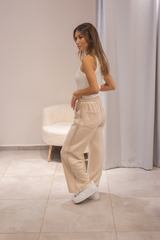 Bej Soft Touch Geniş Paça Eşofman