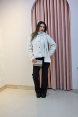 Taş Peluş Şal Yaka Kısa Kaban