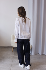 Gri Bisiklet Yaka Oversize Sweatshirt