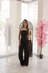 Acı Kahve Straplez Pantolon Takım