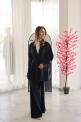 Lacivert Kuşaklı Pantolon Takım