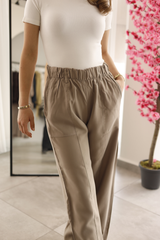 Bej Tencel Palazzo Pantolon