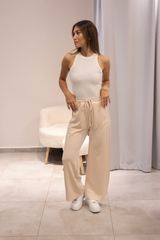 Bej Soft Touch Geniş Paça Eşofman