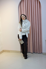 Taş Peluş Şal Yaka Kısa Kaban