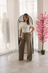 Bej Tencel Palazzo Pantolon