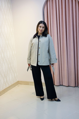 Taş Kadife Yakalı Kuşaklı Mont