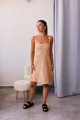 Camel Fitilli Triko Elbise