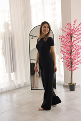 Siyah Tencel Palazzo Pantolon