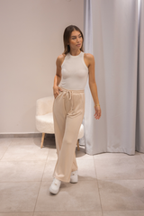 Bej Soft Touch Geniş Paça Eşofman