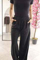 Siyah Tencel Palazzo Pantolon