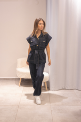 Denim Kemerli Pantolon Takım