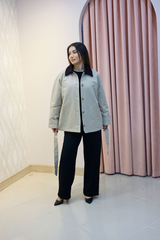 Taş Kadife Yakalı Kuşaklı Mont