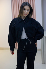 Siyah Süet Oversize Ceket