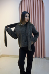Kahverengi Peluş Şal Yaka Kısa Kaban