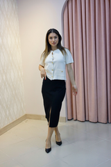 Siyah Önden Yırtmaçlı Kalem Etek