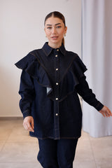 Volanlı Denim Takım