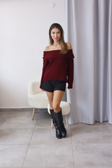 Bordo Madonna Yaka Triko Kazak
