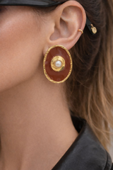 İnci Detaylı Kahve Küpe