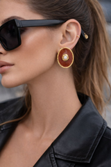 İnci Detaylı Kahve Küpe