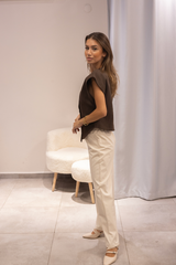 Kahve Tek Düğme Yelek