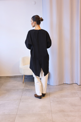 Siyah Oversize Asimetrik Tunik