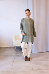 Haki Oversize Asimetrik Tunik
