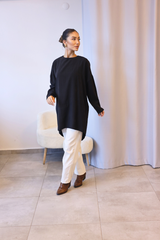 Siyah Oversize Asimetrik Tunik